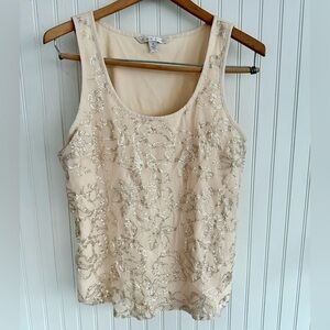 LC Lauren Conrad Cream Sequin Tank Top Size Medium